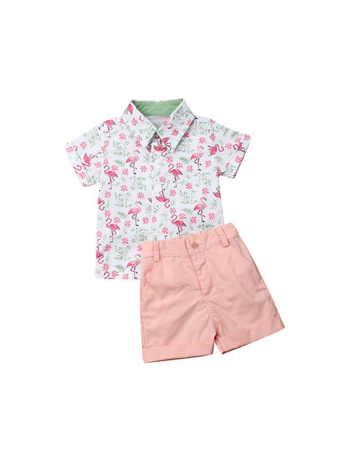 Summer Toddler Baby Kids Boy Shirt Tops+Pants Gentleman Outfits Clothes 2PCS Set