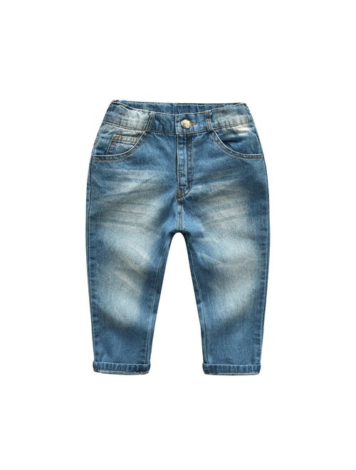 Little Boy Clothes Set 2pcs Long Sleeve Plaid Shirt + Denim Pants Jeans Set Infant Boys Casual Outfit Clothing Set
