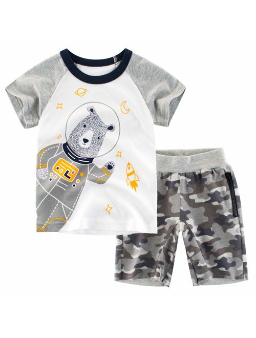 Frogwill Toddler Boys The Little Monster Truck Tee and Shorts Set 18M-7Y