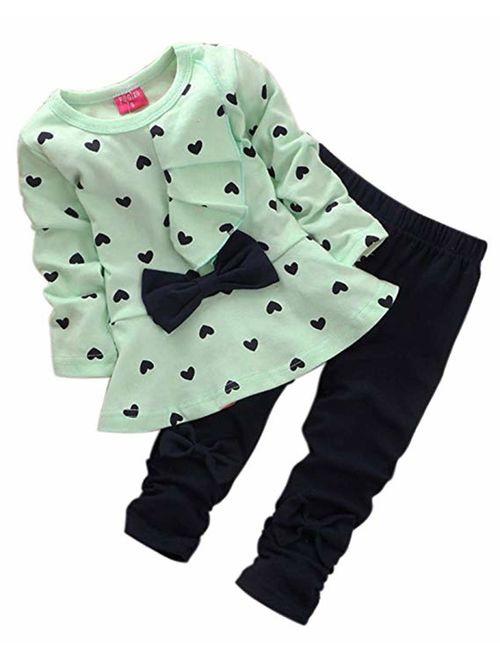 M RACLE Cute Little Girls' 2 Pieces Long Sleeve Top Pants Leggings Clothes Set Outfit