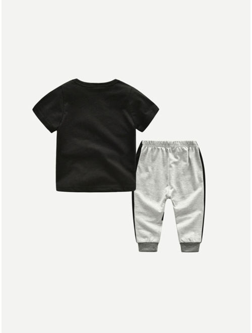 Toddler Boys Letter Print Tee With Pants