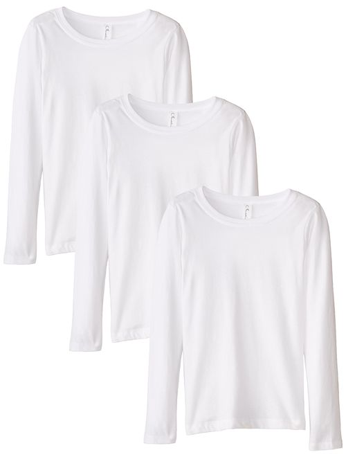 Clementine Apparel 3-Pack Big Girls Tween Youth Crew Neck Long Sleeve T Shirts