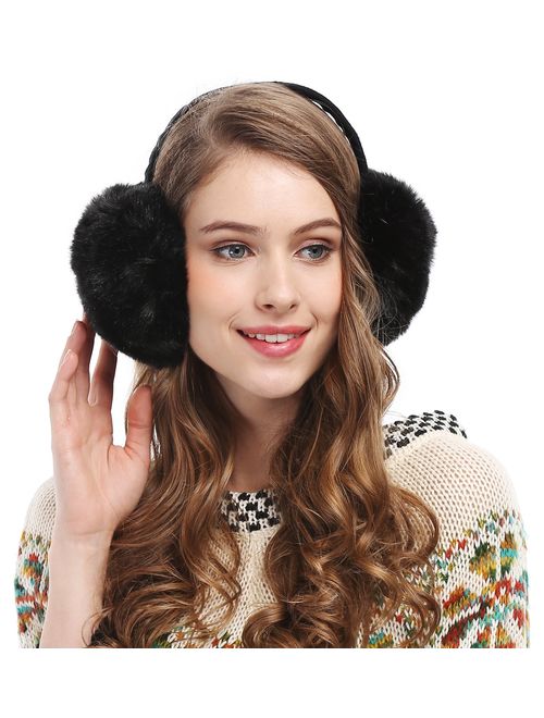 Buy Womens Headband Winter Faux Fur Outdoor EarMuffs Warmers Adjustable ...