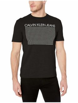 Men's Short Sleeve Texture Ck Logo Print Crew Neck T-Shirt