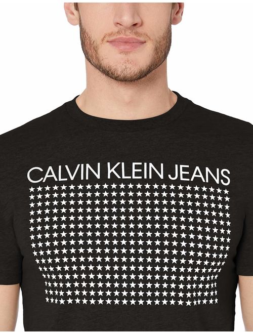 Calvin Klein Men's Short Sleeve Texture Ck Logo Print Crew Neck T-Shirt