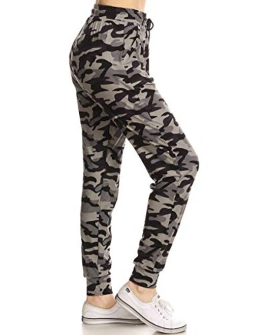 Leggings Depot Premium Women's Joggers Popular Print and Solid High Waist Track Yoga Full Length Pants(S-XL) BAT1