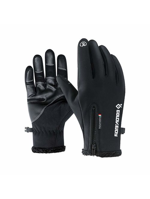 Jeniulet Mens Winter Warm Gloves Waterproof and All Finger Touch Screen Gloves for Cycling and Outdoor Work