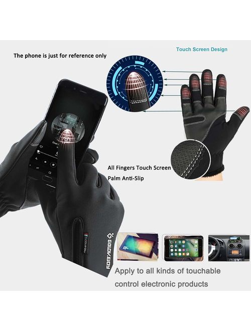 Jeniulet Mens Winter Warm Gloves Waterproof and All Finger Touch Screen Gloves for Cycling and Outdoor Work