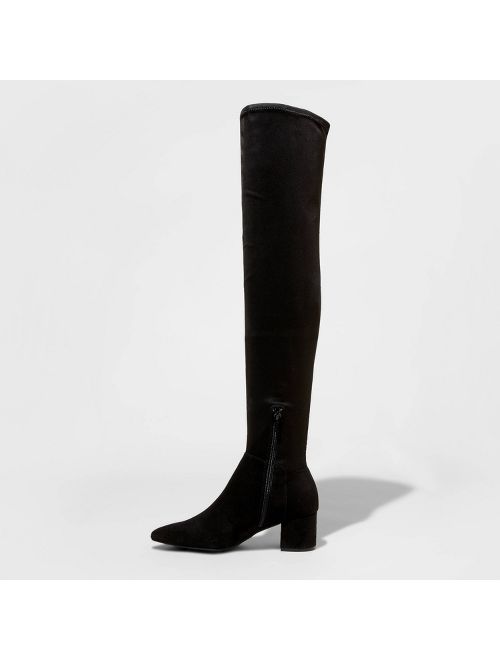 Women's Naviah Faux Leather Heeled Over the Knee Boots - A New Day