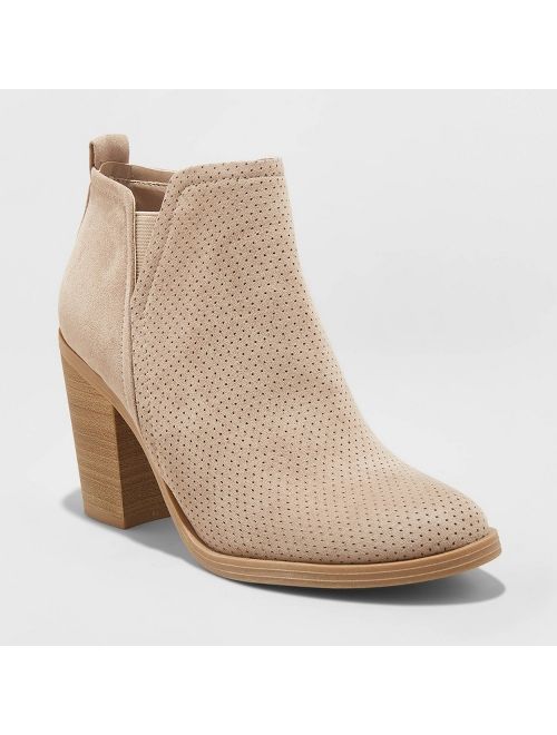 Women's Avalyn Microsuede Laser Cut Bootie - Universal Thread&#153; Taupe