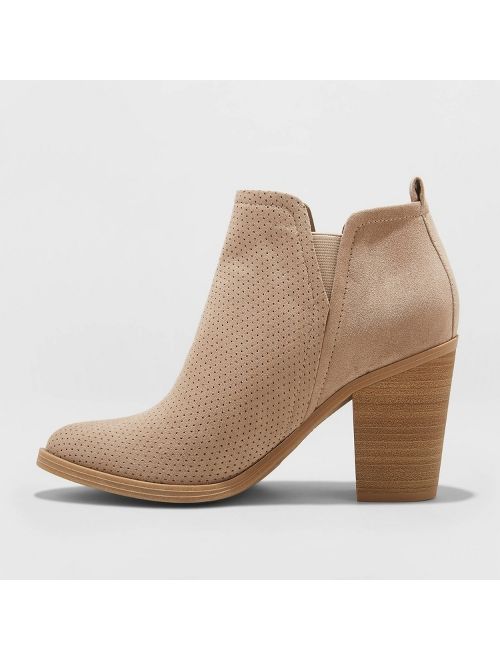 Women's Avalyn Microsuede Laser Cut Bootie - Universal Thread&#153; Taupe