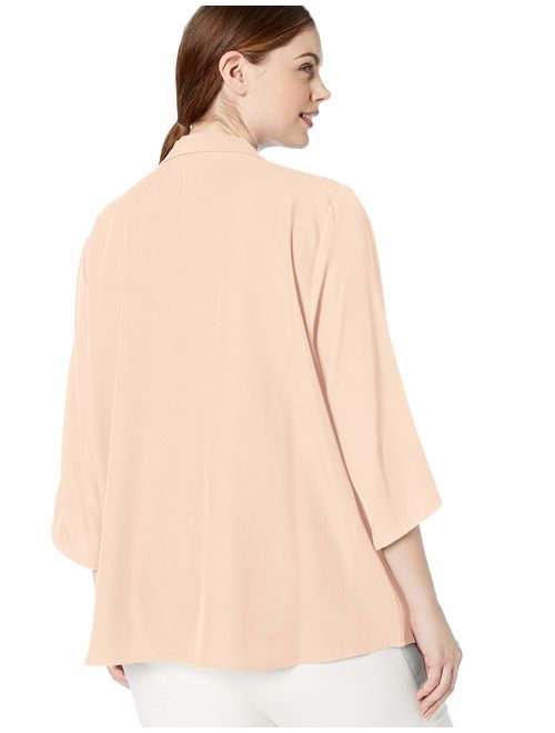 Calvin Klein Women's Roll Sleeve Blouse with Inverted Pleat Front