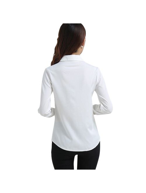 SUPERHOMUSE Women Vouge Casual Button Down Slim Shirt Office Long Sleeve T-shirt Blouse Tops