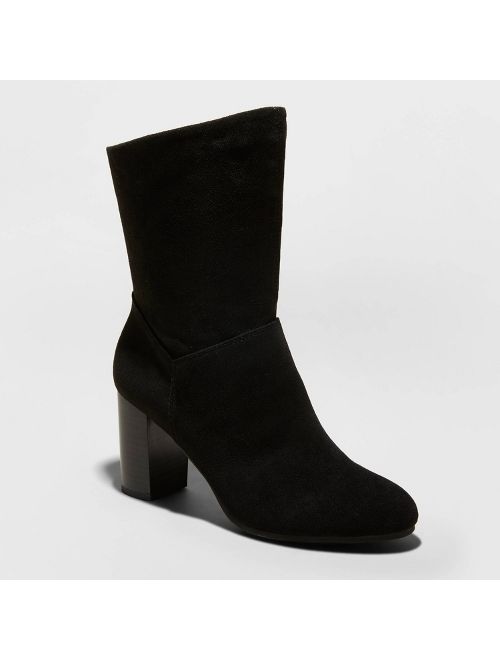 Women's Caralynn Microsuede Heeled Slouch Bootie - A New Day