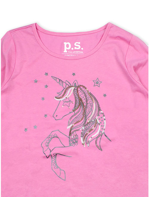 p.s.09 from aeropostale Sequin Unicorn Puff Sleeve Shirt (Little Girls & Big Girls)