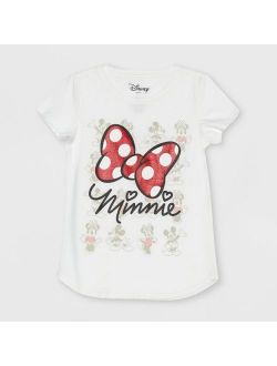 Girls' Minnie Mouse Bow Short Sleeve T-Shirt - Ivory