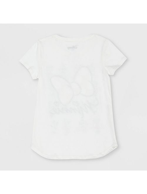 Girls' Minnie Mouse Bow Short Sleeve T-Shirt - Ivory