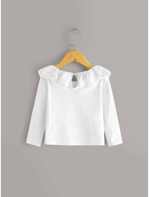 Shein Toddler Girls Scallop Eyelet Embroidery Tee