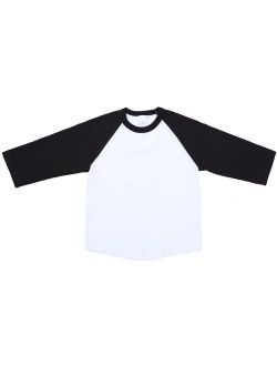 Unisex Kids Raglan 3/4 Sleeve Baseball T Shirt Top