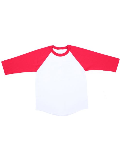 Unisex Kids Raglan 3/4 Sleeve Baseball T Shirt Top