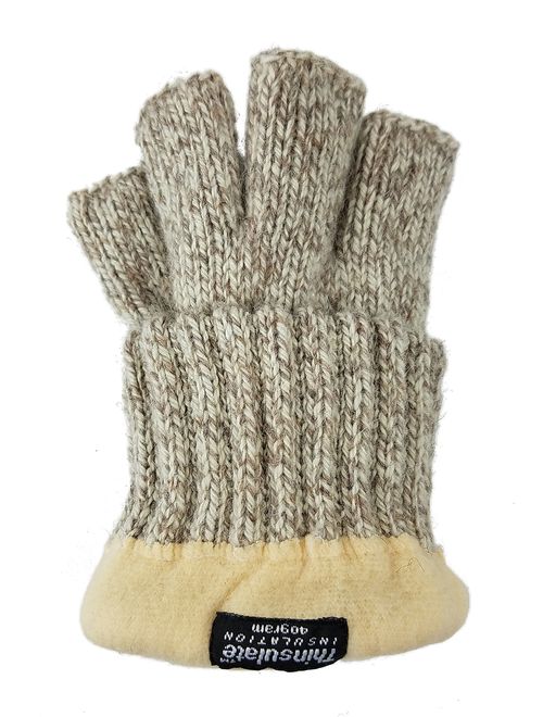 Bruceriver Men's knitted Fingerless Ragg Gloves with Thinsulate Lining