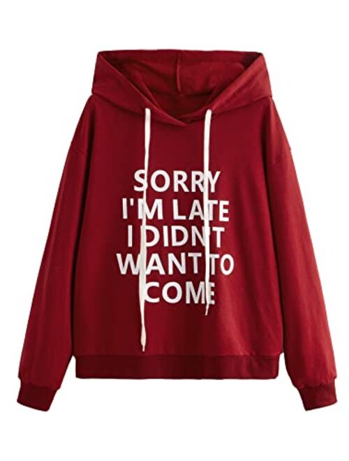 SweatyRocks Sweatshirt Women's Pullover Sweatshirt Letter Print Hoodie