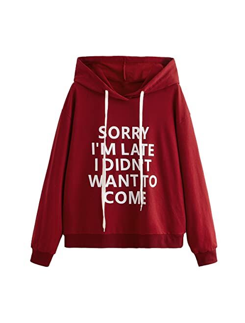 SweatyRocks Sweatshirt Women's Pullover Sweatshirt Letter Print Hoodie