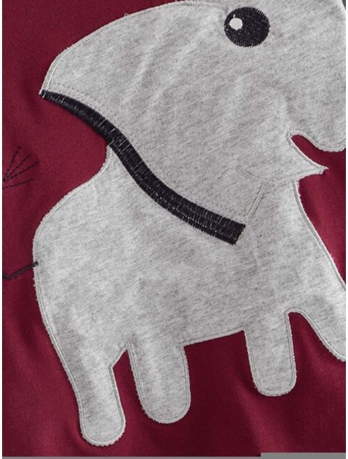 Shein Toddler Boys Elephant Patched Color-block Tee