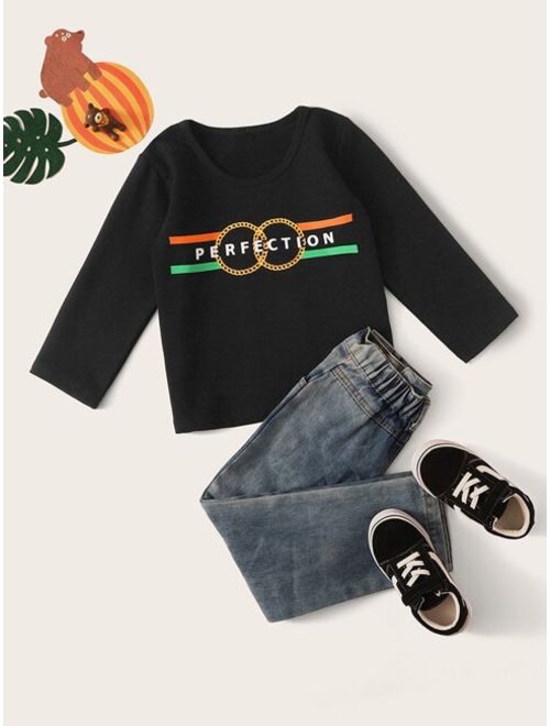 Toddler Boys Striped Letter Graphic Tee