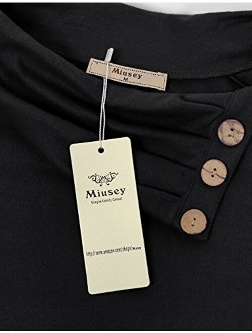 Miusey Womens Raglan Long Sleeve Cowl Neck Pullover Casual Tunic Sweatshirts with Pockets