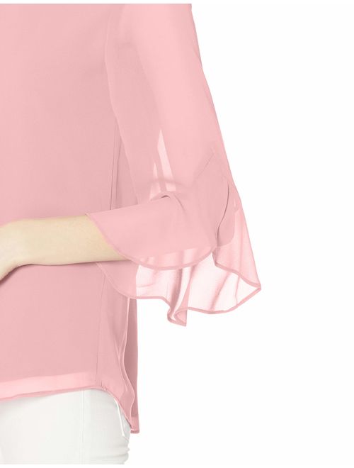Calvin Klein Women's Chiffon Ruffle Sleeve Blouse
