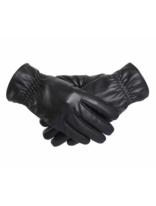BOTINDO Touchscreen Leather Gloves, Lined Winter Driving Gloves for Men