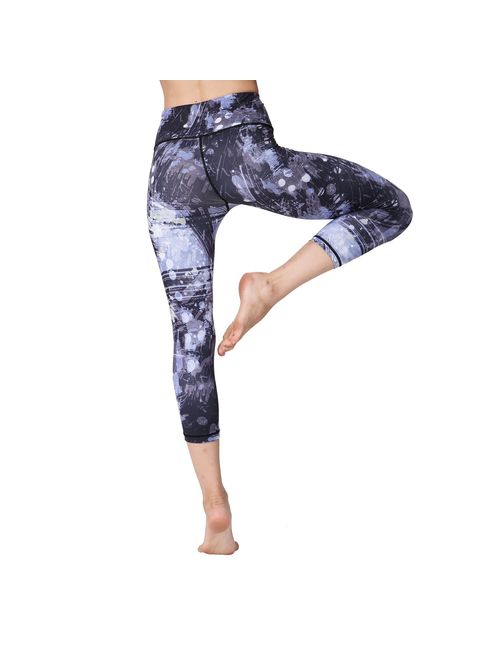 MTSCE Yoga Pants Printed Running Leggings Capris Yoga Capris for Fitness Riding Running