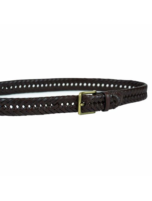 Tommy Hilfiger Leather Braided Belt - Casual for Mens Jeans with Solid Strap Single Prong Buckle