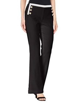 Women's Wide Leg Pant with Contrast and Buttons
