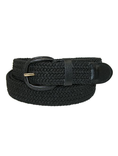 CTM Men's Elastic Braided Belt with Covered Buckle (Big and Tall Available)