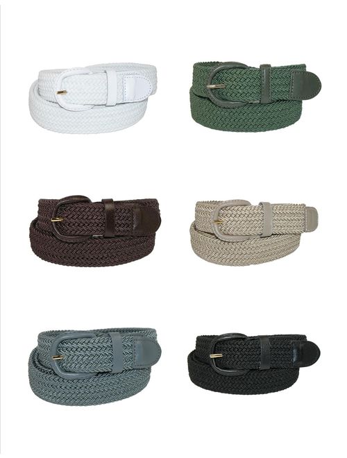 CTM Men's Elastic Braided Belt with Covered Buckle (Big and Tall Available)