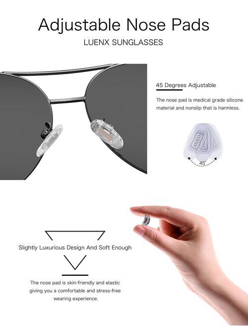 LUENX Mens Aviator Sunglasses Polarized :UV 400 Protection shades with case 60MM