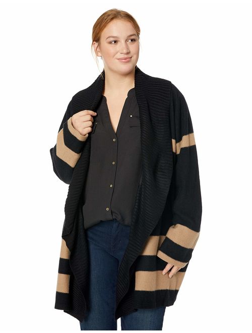 Calvin Klein Women's Plus Size Colorblock Cardigan with Ribbed Trim