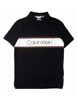Men's Athleisure Logo Stripe Short-Sleeve Polo Shirt