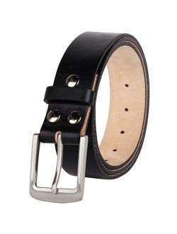 NPET Mens Replacement Leather Belt Strap with Snaps Genuine Full Grain Leather Belt 1.5" Wide