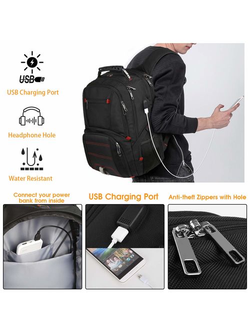 LTINVECK Extra Large Travel Laptop Backpack with USB Charging Port