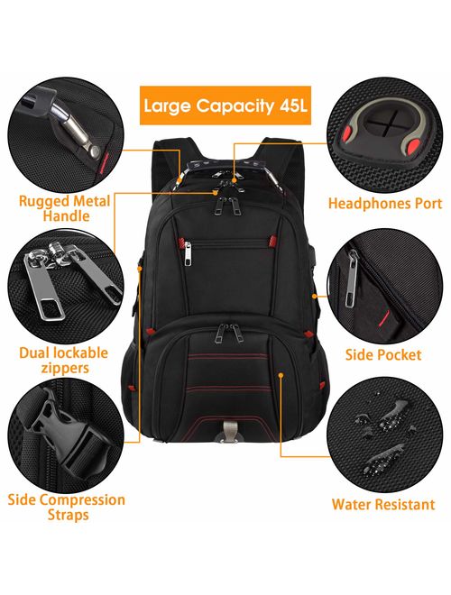 LTINVECK Extra Large Travel Laptop Backpack with USB Charging Port