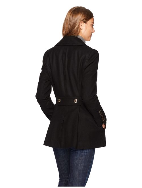 Calvin Klein Women's Polished Wool Coat with Button Detail
