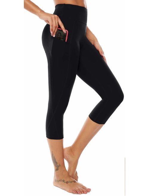 AOOM High Waist Yoga Pants Workout Running 4 Way Stretch Out Pocket Yoga Leggings