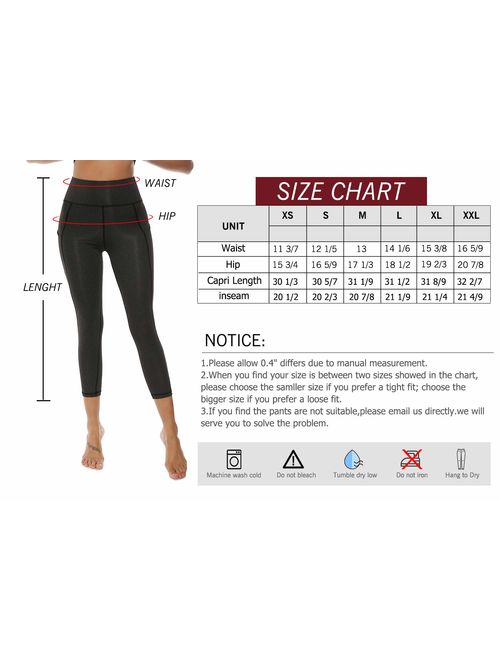 AOOM High Waist Yoga Pants Workout Running 4 Way Stretch Out Pocket Yoga Leggings