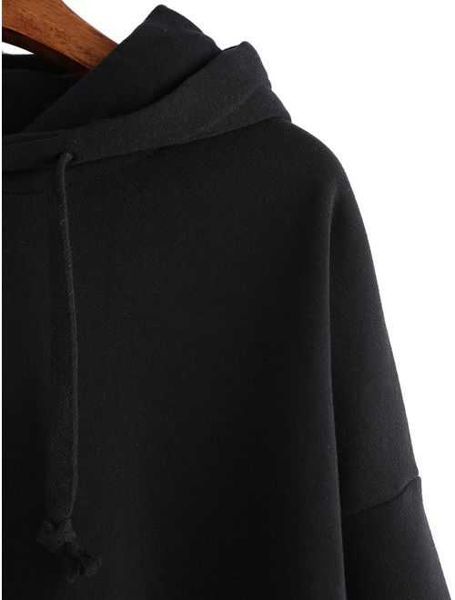SweatyRocks Sweatshirt Pullover Fleece Drop Shoulder Striped Hoodie 