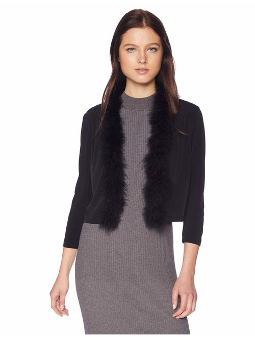 Calvin Klein Women's Solid Shrug with Faux Fur Trim