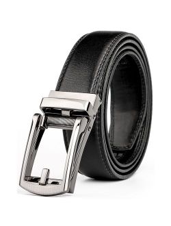 WERFORU Leather Ratchet Dress Belt for Men Perfect Fit Waist Size up to 50 inches with Automatic Buckle