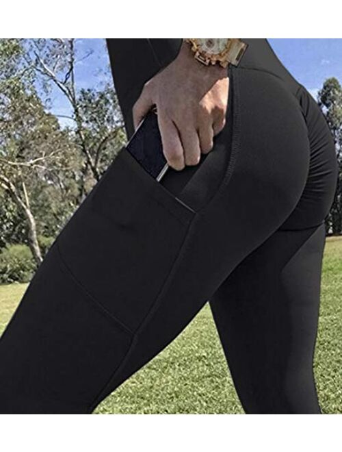 A AGROSTE Womens Yoga Pants High Waist Scrunch Ruched Butt Lifting Workout Leggings Sport Fitness Gym Push Up Tights 